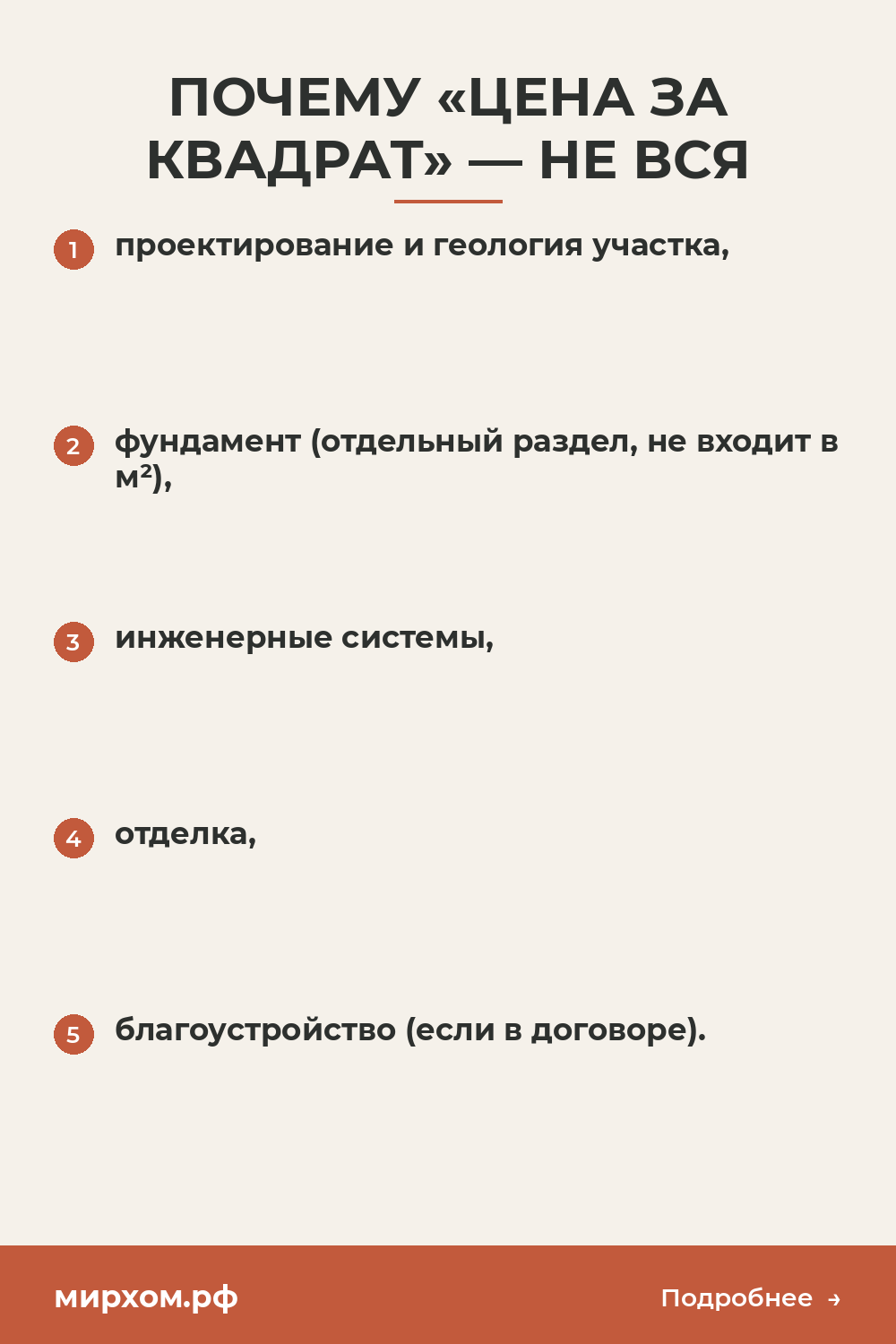 Почему «цена за квадрат» — не вся смета
