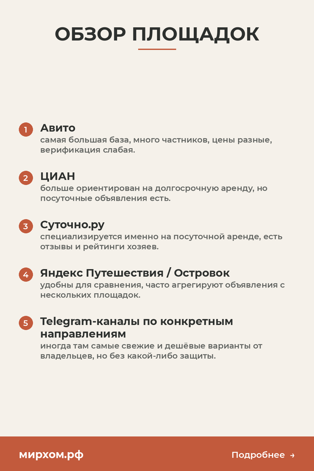 Обзор площадок